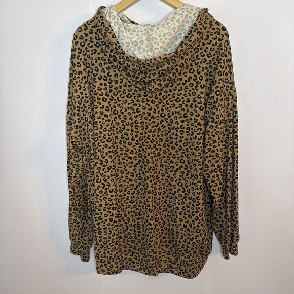 White Birch Womens Large‎ Lightweight Pullover Hoodie Cheetah Print Cozy Soft - Picture 9 of 9